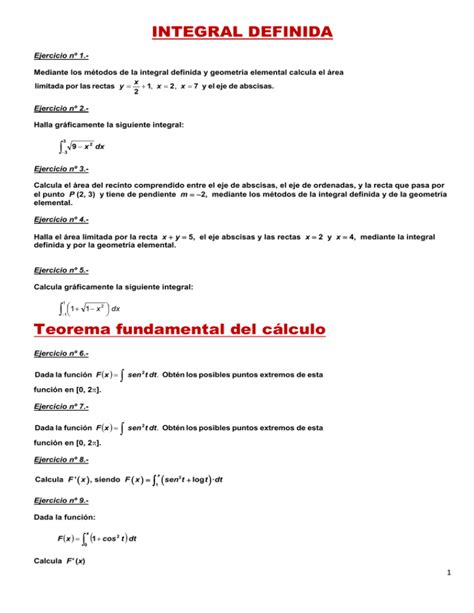 Integral Definida Teorema Fundamental Del C Lculo