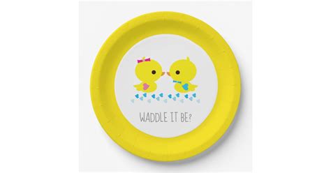 Cute Gender Reveal Waddle It Be Duckies Paper Plates Zazzle