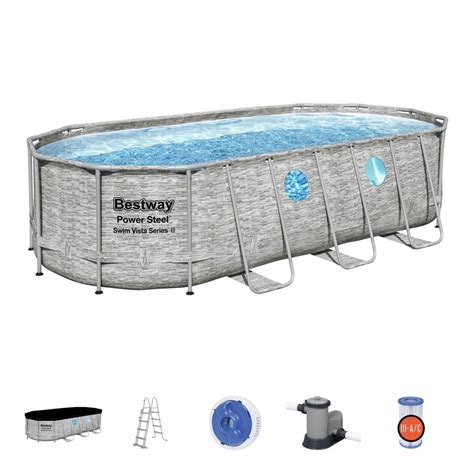 Piscina Desmontable Tubular Oval Bestway Power Steel Rattan Con