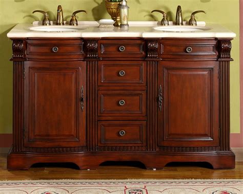 58 Inch Marble Stone Top Bathroom Double Sink Vanity Lavatory Cabinet