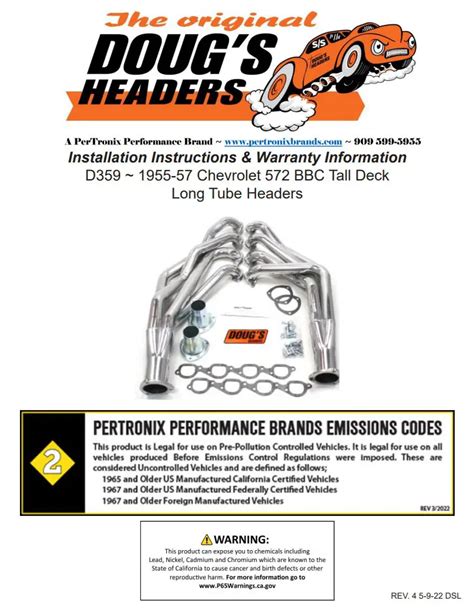 Doug S Headers D Full Length Header Instruction Manual