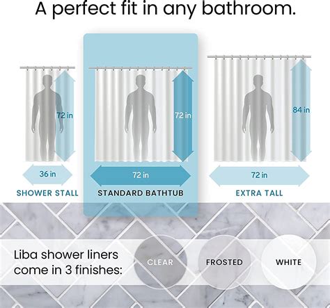 Liba Peva 8 Gauge Bathroom Shower Stall Curtain Liner 72 W X 72 H 8g Frosted Heavyweight Non