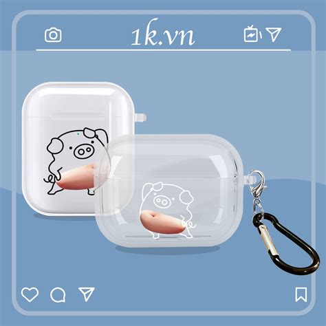 Ốp Airpod đôi Heo Đơn Màu Case Bảo Vệ Hộp Sạc Tai Nghe Trong Suốt Chống