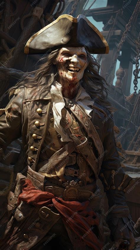 Premium Ai Image Portrait Of An Undead Zombie Pirate Captain