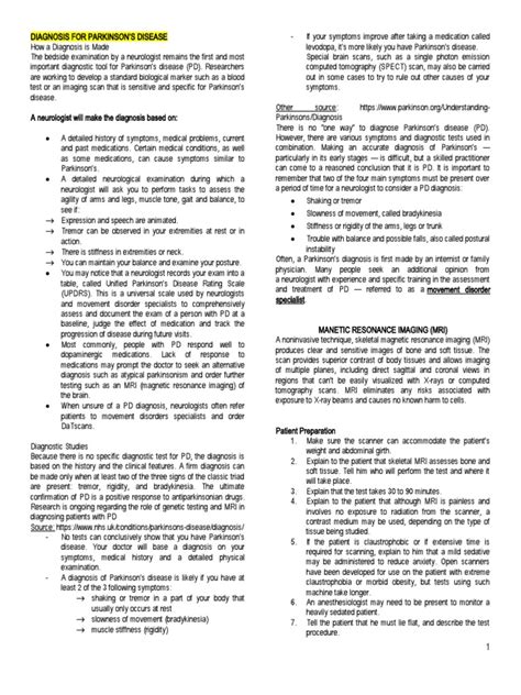 Diagnosis For Parkinson | PDF | Parkinson's Disease | Ct Scan