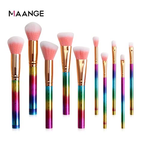 Maange 10pcs Makeup Brush Cosmetic Powder Foundation Eyeshadow Lip Make