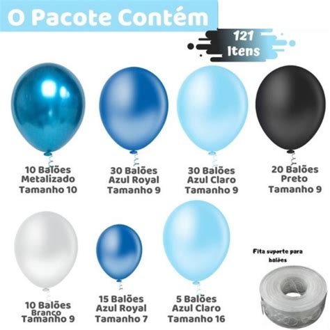 kit Arco desconstruído Fita Fácil Balões Megamente Azul no Elo7 Arco