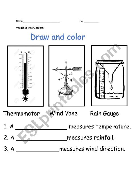 Weather Instruments ESL Worksheet By Just HH