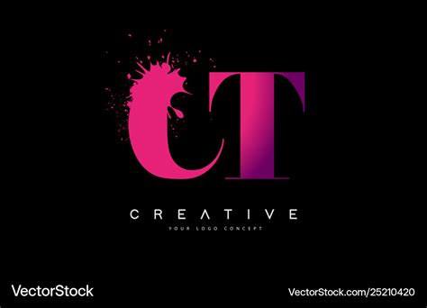 Purple Pink Ct C T Letter Logo Design With Black Vector Image