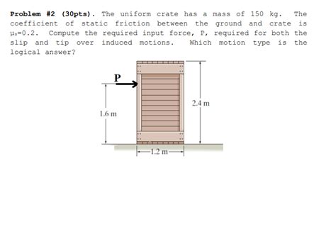 Solved Problem 2 30pts The Uniform Crate Has A Mass Of