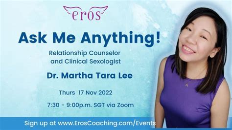 Event Free Ama Ask Me Anything Relationship Counselor And Clinical Sexologist Dr Martha