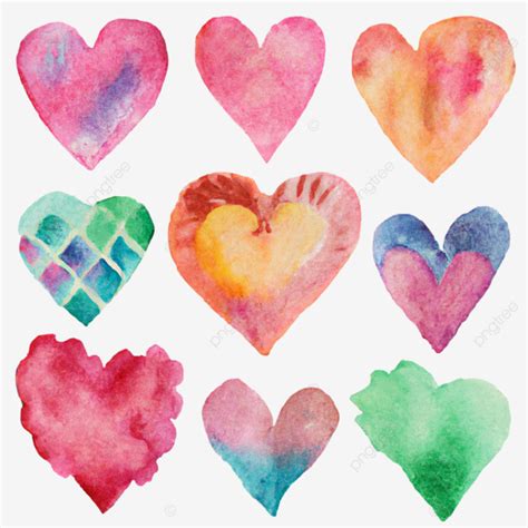 Hand Painted Watercolor Heart Shapes Hearts Valentines Watercolor