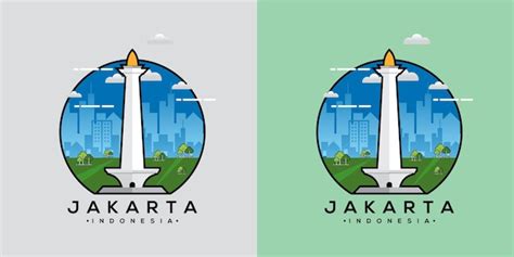 Jakarta Monas Flat Vector Design Ilustración Monumento Nacional de