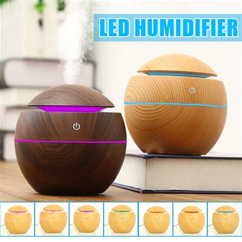 Usb Led Colorful Light Ultrasonic Air Humidifier Wood Grain Aroma