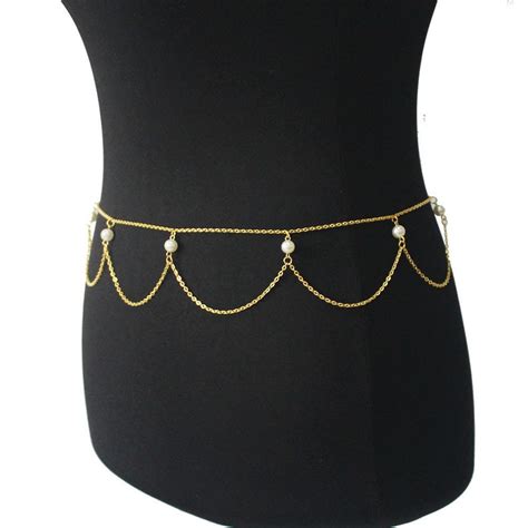 Simple Sexy Pearl Tassel Belt Chain Sexy Metal Pearl Belly Etsy