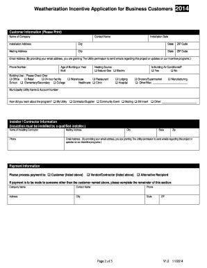 Fillable Online Weatherization Incentive Application For Business