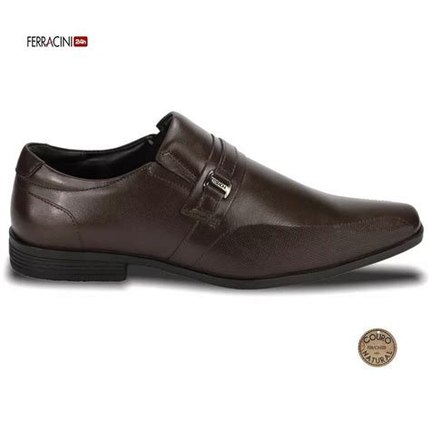 Sapato Social Couro Ferracini Masculino Liverpool 4082 Café TAUIL MIX