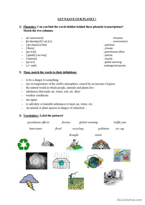 Save Our Planet English Esl Worksheets Pdf And Doc