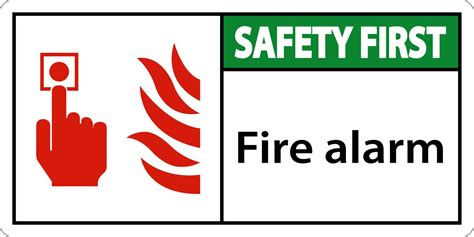 Safety First Fire Alarm Sign On White Background 23213279 Vector Art at ...