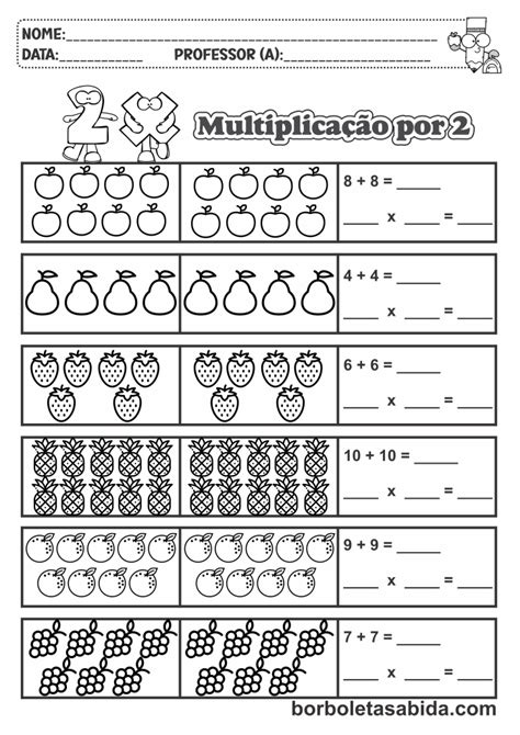 Atividades de multiplicação 3 ano