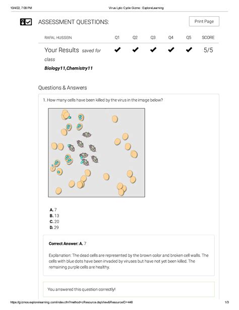 Virus Lytic Cycle Gizmo Explore Learning Pm Virus Lytic