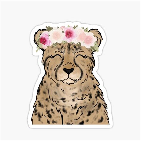 Floral Crown Cheetah Sticker For Sale By Ktscanvases Redbubble