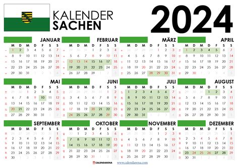 Kalender 2024 Sachsen Mit Ferien Feiertage By Calendarena Dec