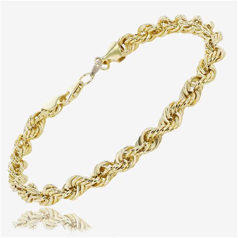 Mens 9ct Gold And Silver Bonded Rope Bracelet