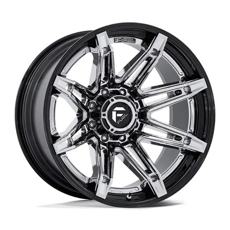 Fuel Wheels F-350 Super Duty Fusion Forged Brawl Chrome with Gloss Black Lip 8-Lug Wheel; 22x12 ...