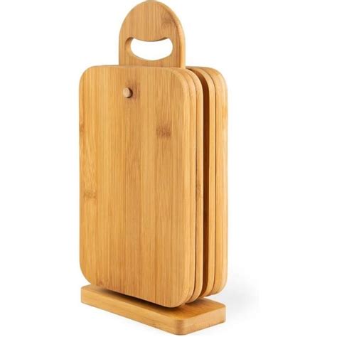 Eco Living Lot De 6 Planches À Découper Avec Support Bambou Planches