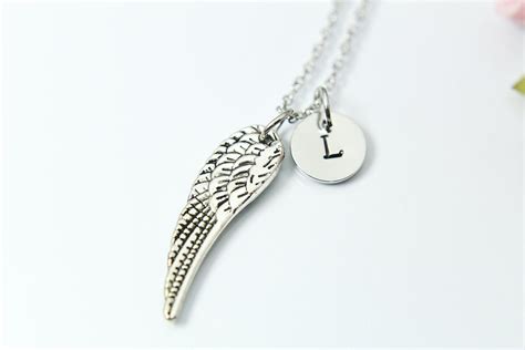 Silver Angel Wing Charm Necklace - Etsy