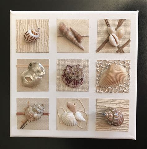 Shells Collage On X Canvas Bricolages Avec Des Coquillages