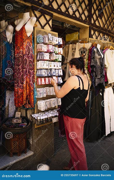 Woman Buying Souvenirs At The Street Market Stock Image Image Of