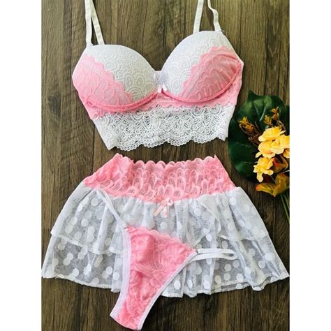 Conjunto de Lingerie 3 peças Shopee Brasil