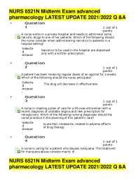 Nurs N Midterm Exam Advanced Pharmacology Latest Update Q