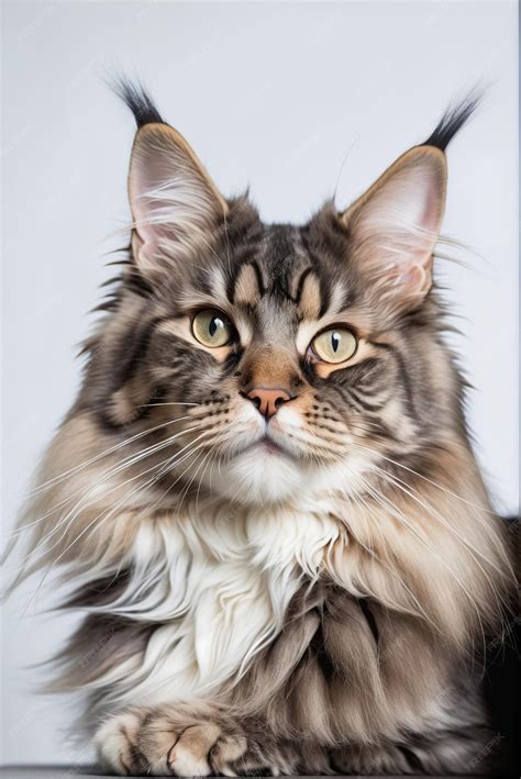 Premium Ai Image Cute Maine Coon Cat On A White Background