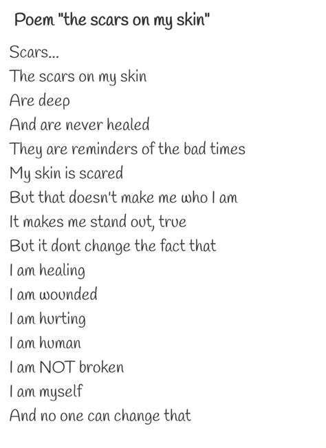 Poem The Scars On My Skin Scars The Scars On My Skin Are Deep And