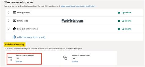 How To Enable Passwordless Sign In To Microsoft Account Webnots