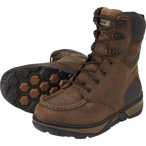 Rocky Forge 8in Waterproof Moc Toe Work Boots — Brown Size 9 12