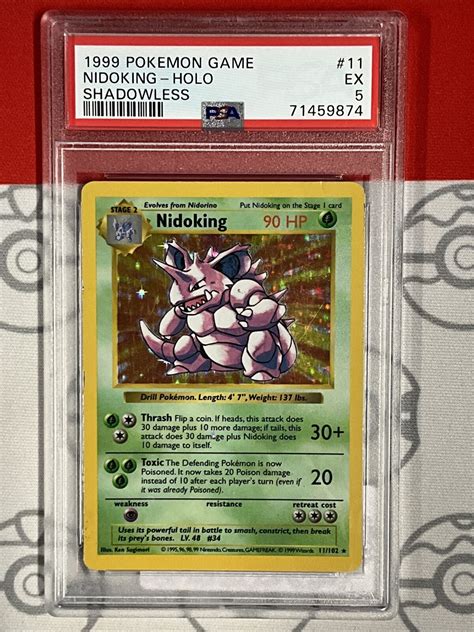 Psa Nidoking Shadowless Pok Mon Tcg Base Set Holo Vintage