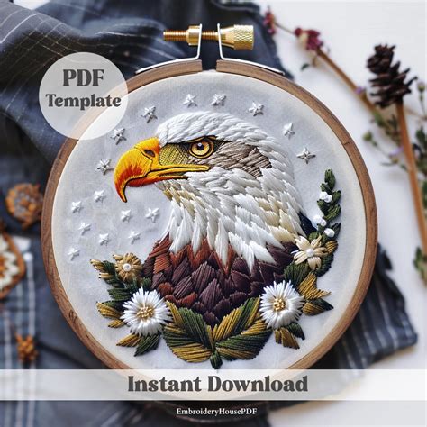 American Bald Eagle Embroidery Embroidery Pattern Bald Eagle Pattern