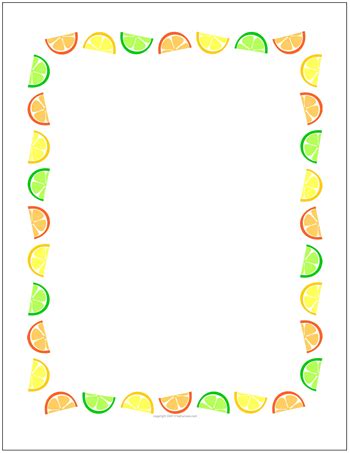 Citrus Fruit Slices Border Sheet Craft Paper