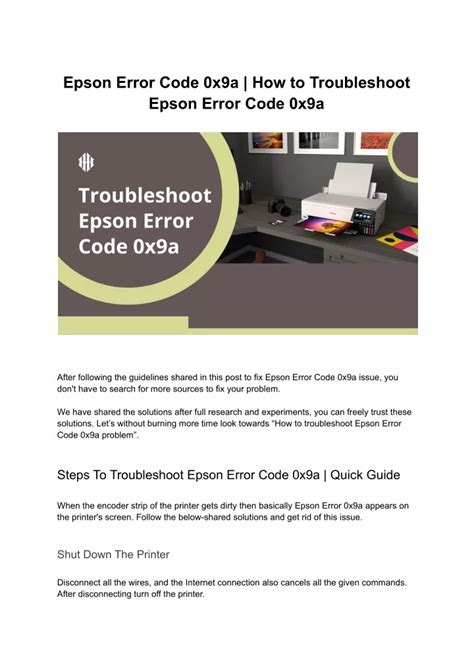 PPT How To Troubleshoot Epson Error Code 0x9a PowerPoint Presentation