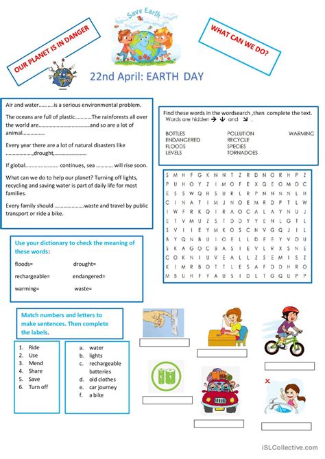 Save Earth English Esl Worksheets Pdf And Doc