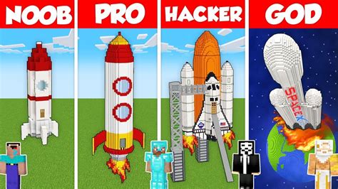 SPACE ROCKET BASE HOUSE BUILD CHALLENGE Minecraft Battle NOOB Vs PRO