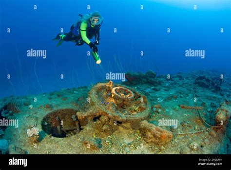 Diver And Hatch Of USS Apogon Submarine Marshall Islands Bikini Atoll