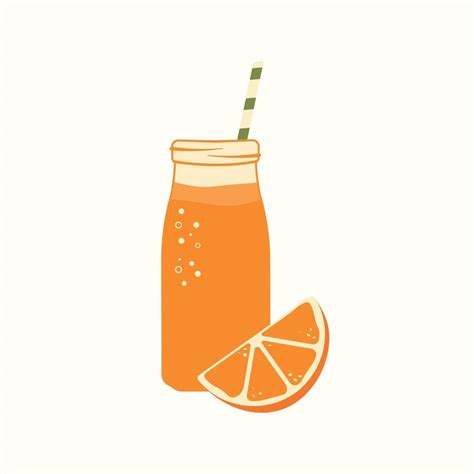 Orange Juice Vector Illustration Of An Orange Drink With A Straw And A Slice Of Orange For A