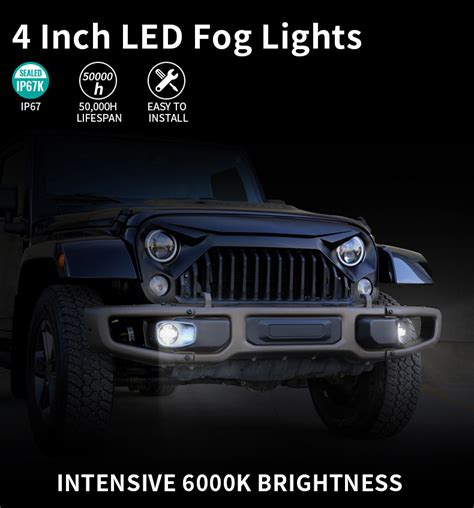 High Brightness 2007 2017 Jeep JK Led Fog Lights OEM 4 Inch Jeep