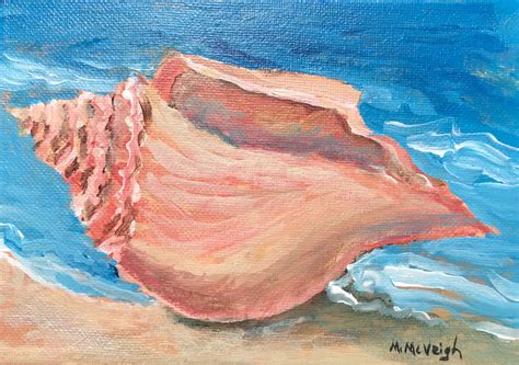 Conch Shell Mini Painting Acrylic On Canvas In Travels