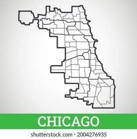 Simple Outline Map Chicago Illinois Usa Stock Vector (Royalty Free ...